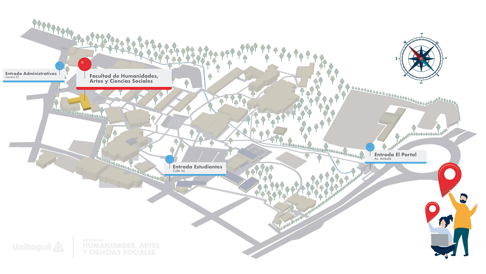 Mapa de la Universidad de Ibagué para localización de la Facultad de Humanidades, Artes y Ciencias Sociales
